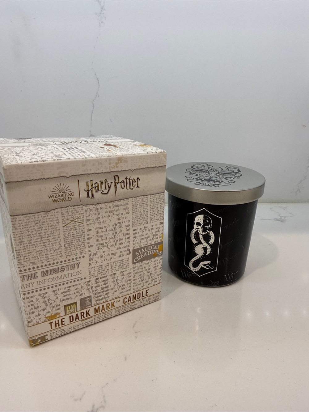 Warner Bros. Harry Potter Dark Mark Candle in Black with Silver Lid
